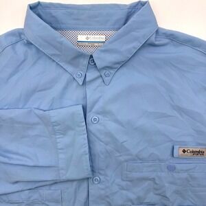 Columbia PFG Fishing Shirt Mens XXL Blue Long Sleeve Omni-Shade Button Up